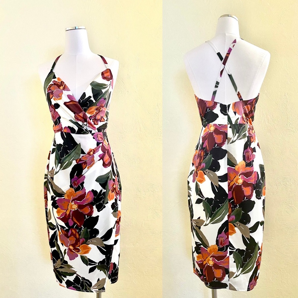 Adelyn Rae Pink Asymmetrical Ruched Wrap Dress - Picture 3 of 6